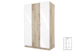 Ντουλάπα Τρίφυλλη 1211002 Σόνομα Λευκό, 120x191x52, Genomax