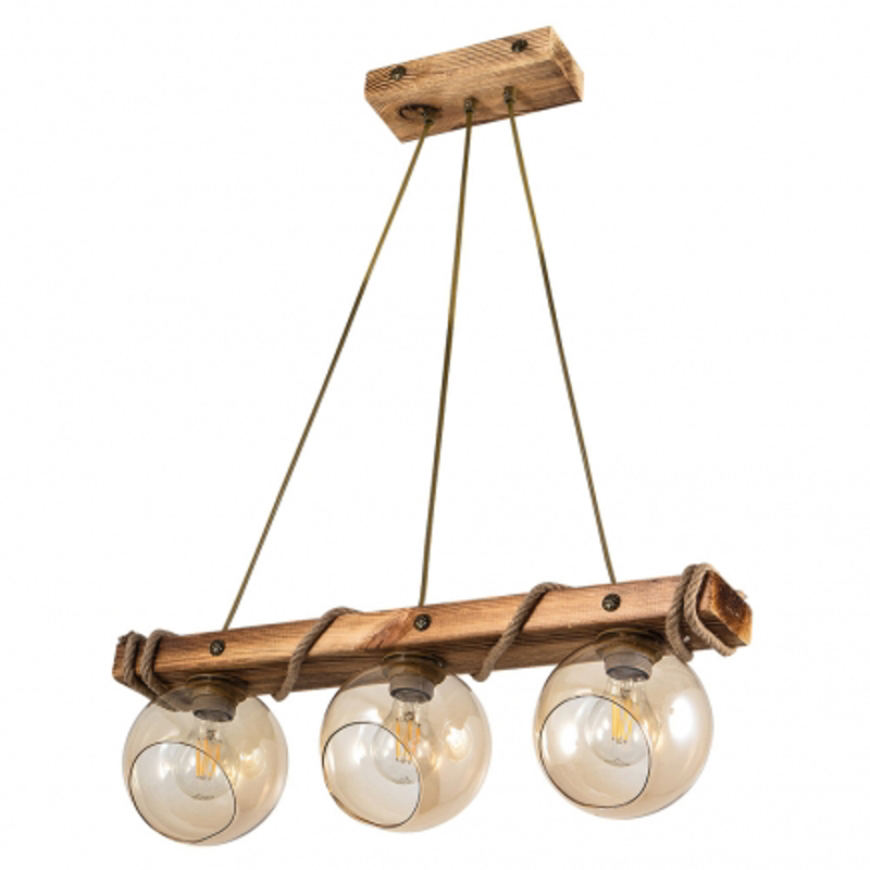 ARlight 3Φωτο Φωτιστικό Οροφής Ξύλο/Γυαλί Pdt 2059/3 Μελί Ε27 50Χ75 0103391