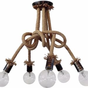 Heronia 5Φωτο Φωτιστικό Οροφής Μέταλλο/Σχοινί PLEX ROPE Μπρονζέ Ε27 50Χ50cm 01-0212