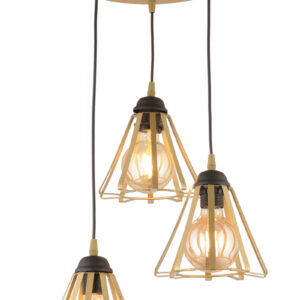ArLight PDT 1255-3 AB Κρεμαστό Φωτιστικό Οροφής Χρυσά Τρίγωνα σε Ροζέτα Τρίφωτο Ε27 Φ24x80cm 0103525