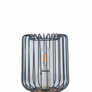 ArLight TLC 6324 Πορτατίφ Μεταλλικό Γκρι με Ξύλινη Βάση Μονόφωτο Ε27 Φ15x21cm 0224108
