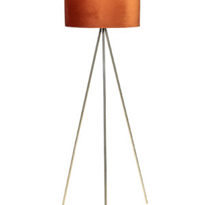 Zen Collection Επιδαπέδιο Φωτιστικό με Βελούδινο Καπέλο Κεραμιδί και Χρυσό Τρίποδο Φ45x150cm 46555