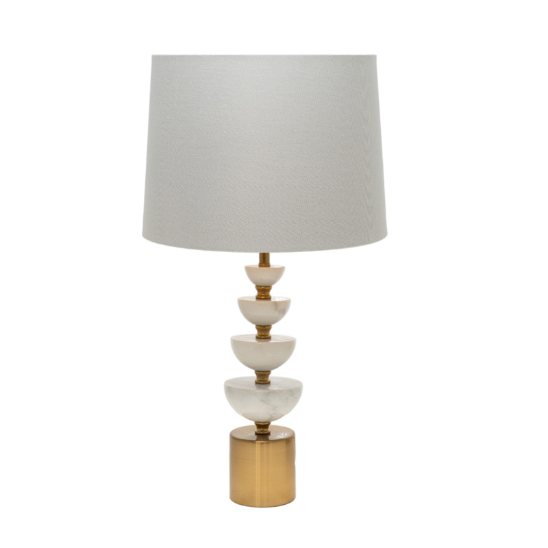 Zen Collection Πορτατίφ Μονόφωτο Μαρμάρινο Λευκό σε Χρυσή Μεταλλική Βάση Φ36x66cm 49101