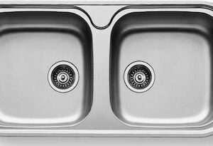 Ένθετος Νεροχύτης, Jumbo Twin 2B Inox Σατινέ, 96x48cm, Pyramis